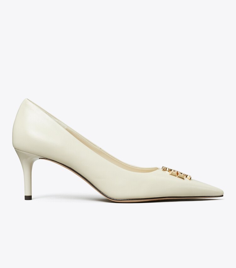 Tory Burch designer escarpins Escarpin Eleanor dans LIGHT CREAM / GOLD de côté