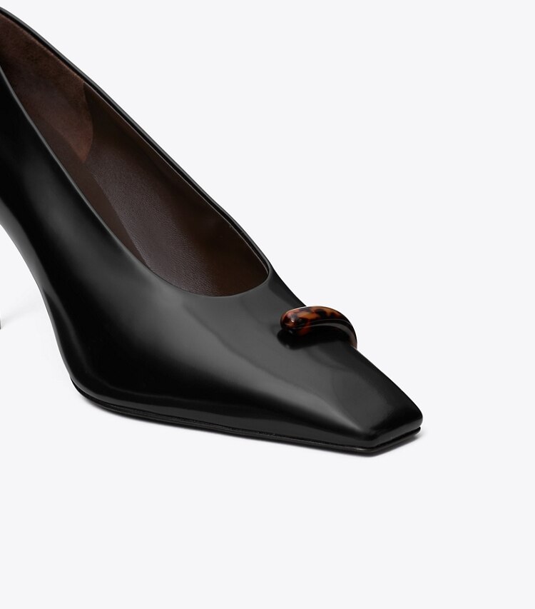 Tory Burch designer escarpins Escarpin Pierced dans PERFECT BLACK / TORTOISE détails