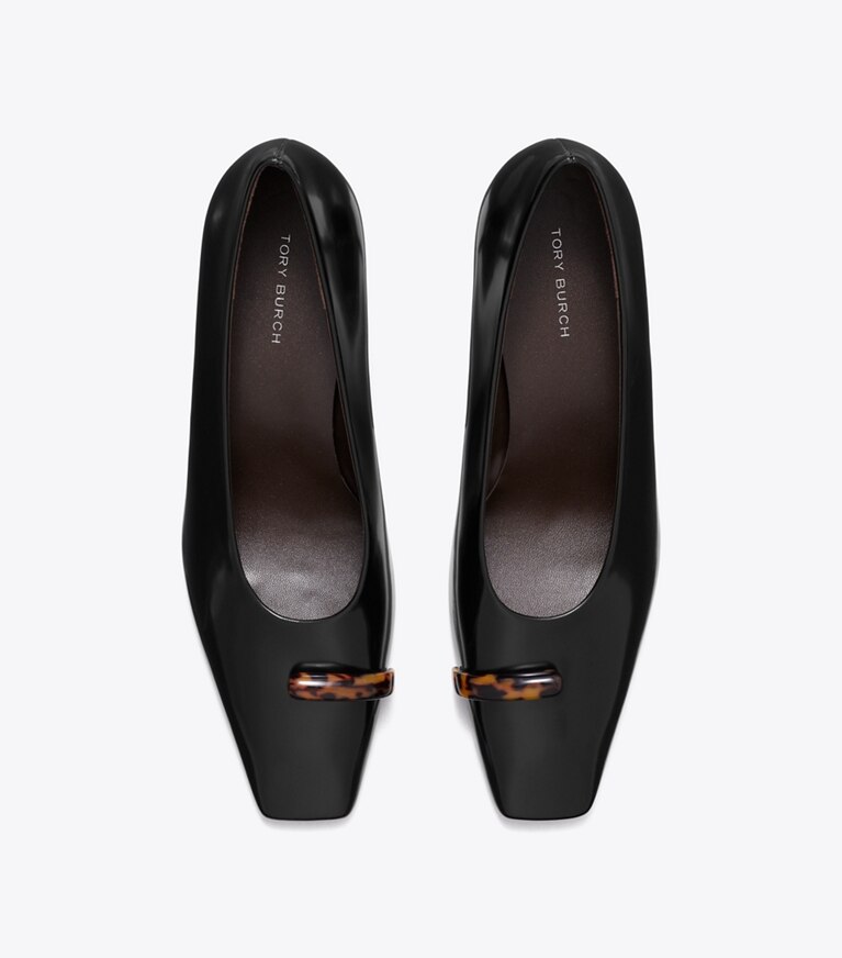 Tory Burch designer escarpins Escarpin Pierced dans PERFECT BLACK / TORTOISE vue du dessus