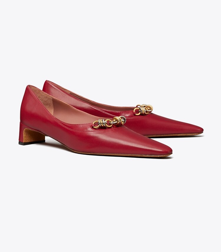 Tory Burch designer escarpins Escarpin Runway à chaîne dans DARK RUBY angle