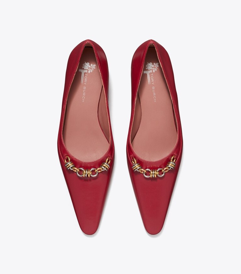 Tory Burch designer escarpins Escarpin Runway à chaîne dans DARK RUBY vue du dessus