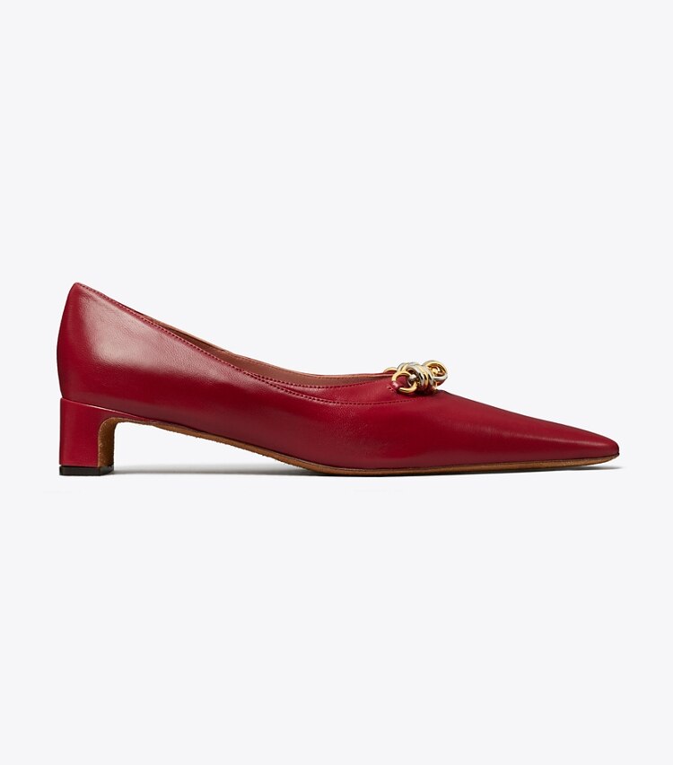 Tory Burch designer escarpins Escarpin Runway à chaîne dans DARK RUBY de côté