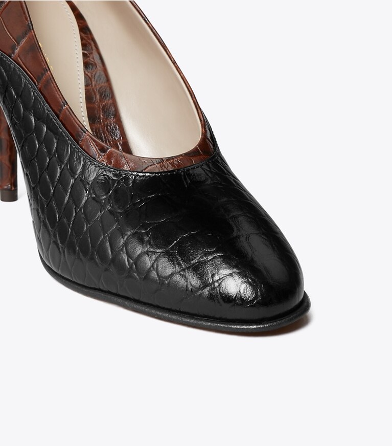 Tory Burch designer escarpins Escarpin Runway dans RICH MAHOGANY / PERFECT BLACK détails