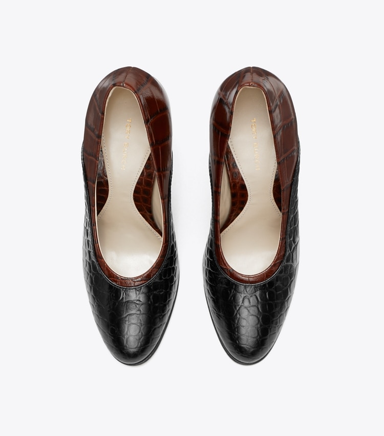 Tory Burch designer escarpins Escarpin Runway dans RICH MAHOGANY / PERFECT BLACK vue du dessus