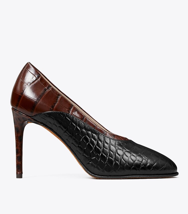 Tory Burch designer escarpins Escarpin Runway dans RICH MAHOGANY / PERFECT BLACK de côté