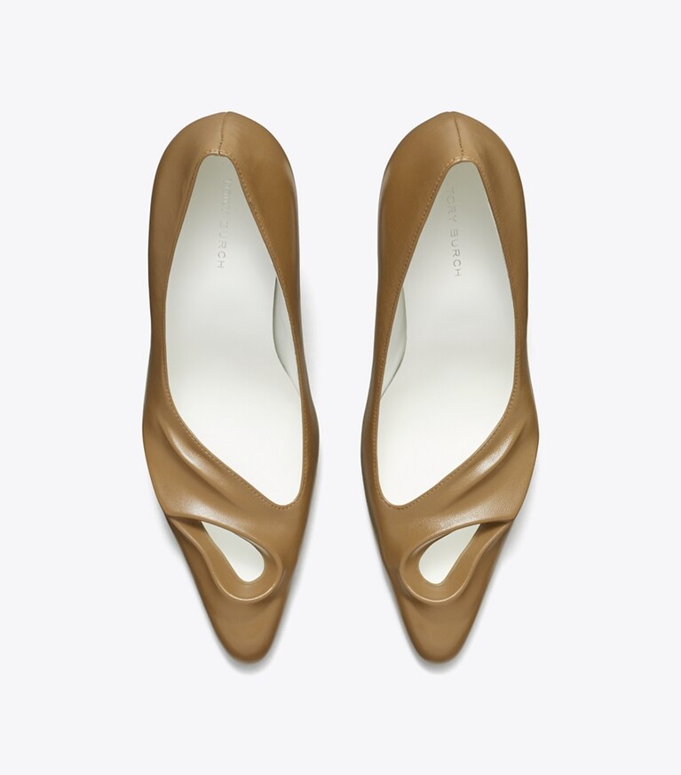 Tory Burch designer escarpins Escarpin sculpté à bout ouvert dans SOFT ACORN vue du dessus