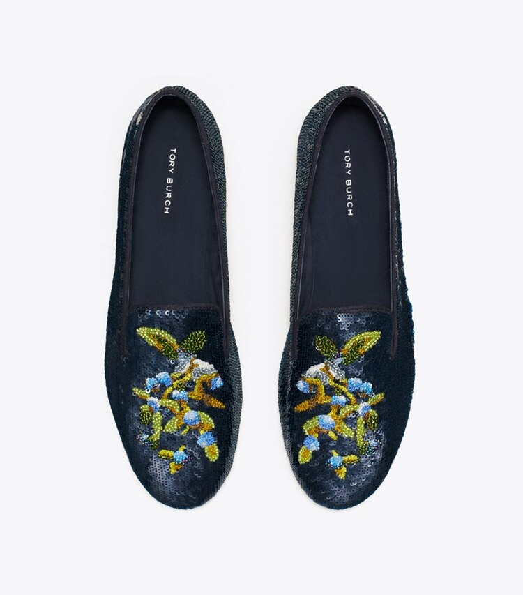 Tory Burch designer mocassins Escarpin Smoking dans MEDIUM NAVY vue du dessus