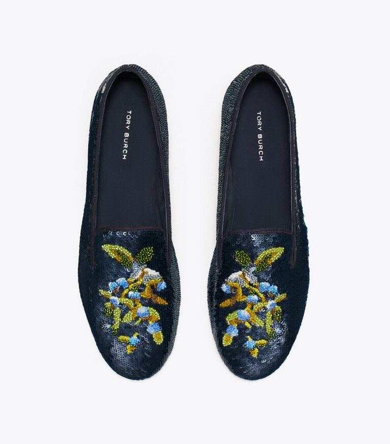 Tory Burch designer mocassins Escarpin Smoking dans MEDIUM NAVY vue du dessus