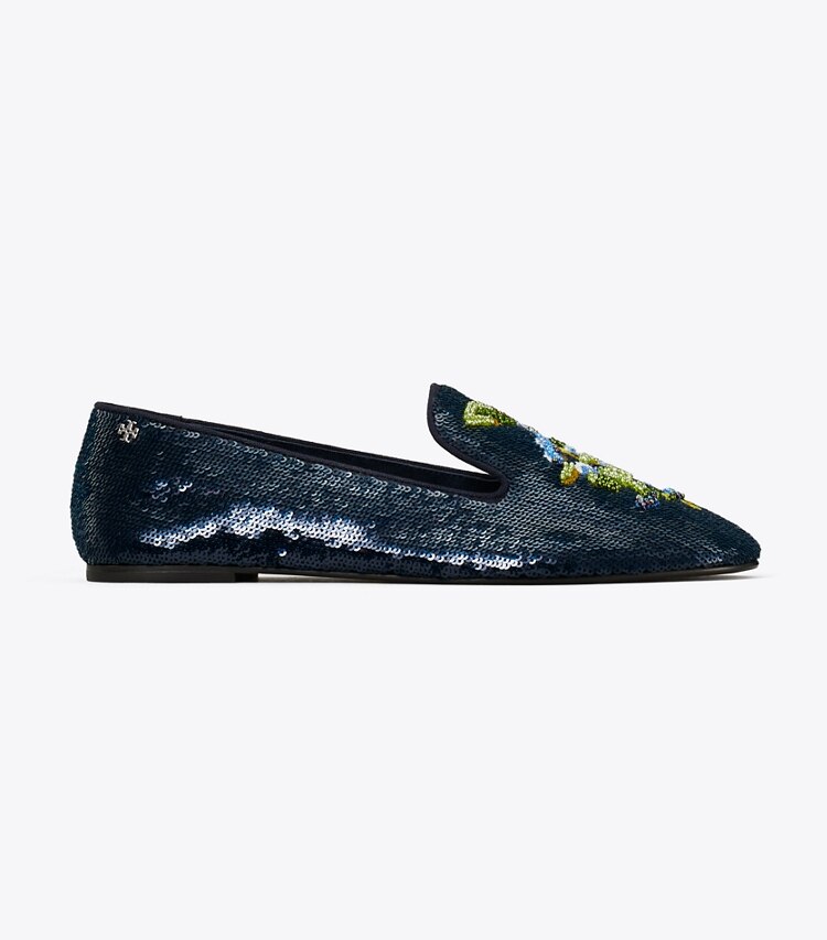 Tory Burch designer mocassins Escarpin Smoking dans MEDIUM NAVY de côté