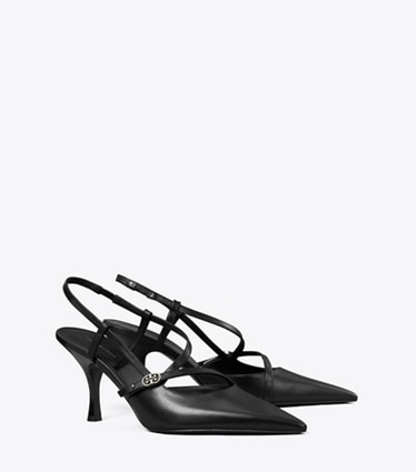 Tory Burch designer escarpins Escarpins à boucle Double T in PERFECT BLACK angle