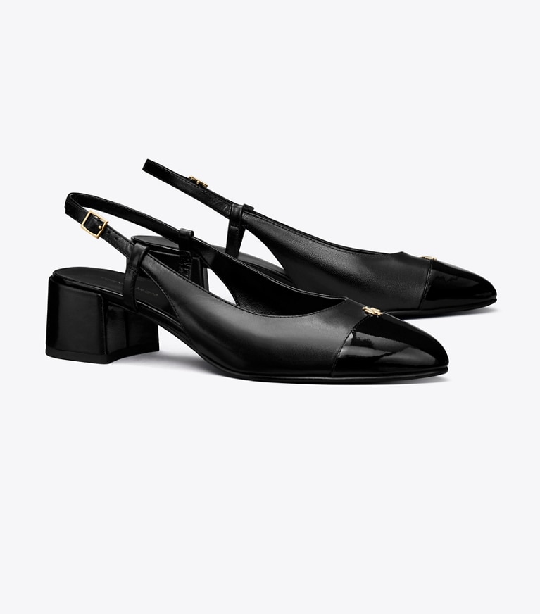Tory Burch designer escarpins Escarpins à bride arrière et bout contrasté in PERFECT BLACK / PERFECT BLACK angle