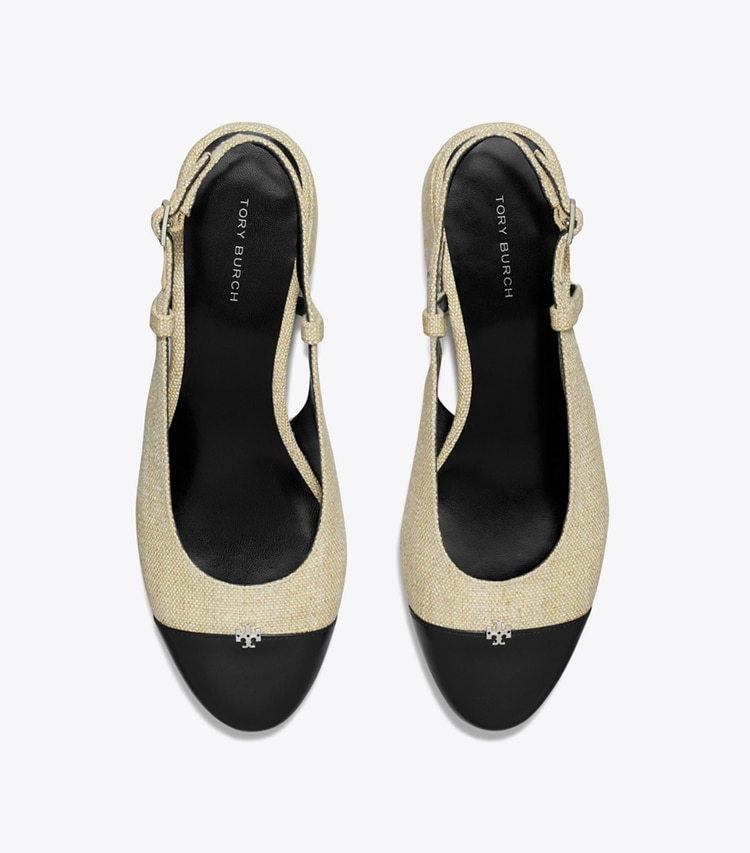 Tory Burch designer escarpins Escarpins à bride arrière et bout contrasté in WILD WHEAT / PERFECT BLACK dessus