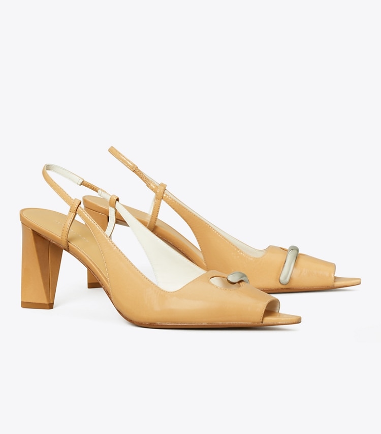 Tory Burch designer escarpins Escarpins à bride arrière et bout ouvert effet piercing in CANTUCCI / GOLD angle