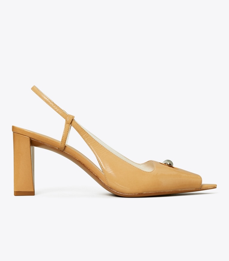 Tory Burch designer escarpins Escarpins à bride arrière et bout ouvert effet piercing in CANTUCCI / GOLD angle
