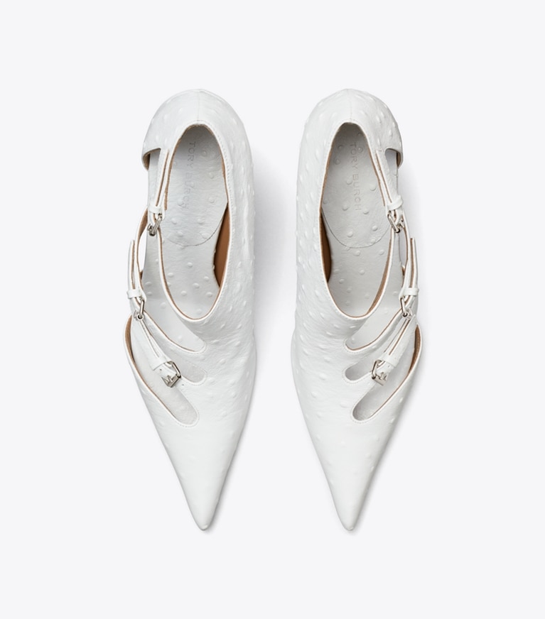 Tory Burch designer escarpins Escarpins à petites boucles in TINTED BLUE angle