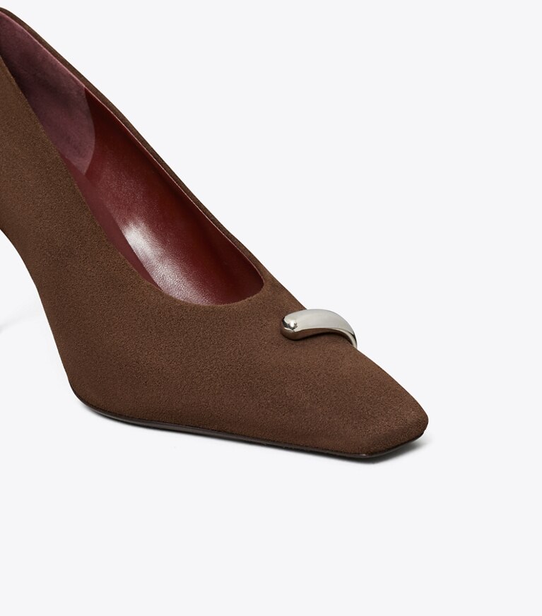 Tory Burch designer escarpins Escarpins effet piercing in DARK COCOA / SILVER informations