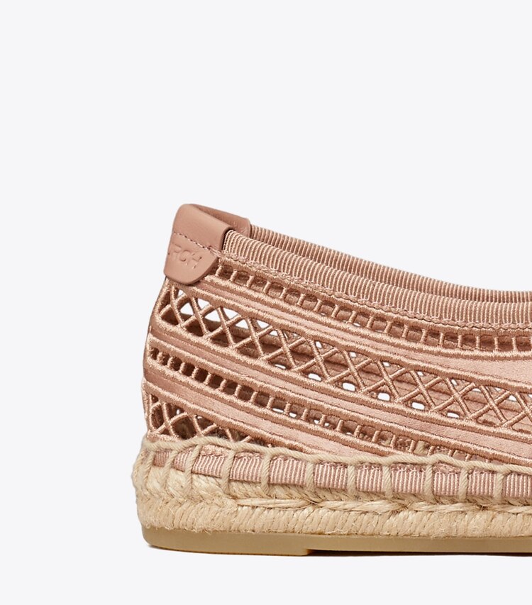 Tory Burch designer espadrillas Espadrillas Mary Jane intrecciate aperte in VINTAGE MAUVE dettaglio
