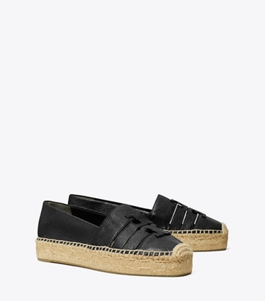 Tory Burch designer espadrilles Espadrille à plateforme Ines dans PERFECT BLACK angle