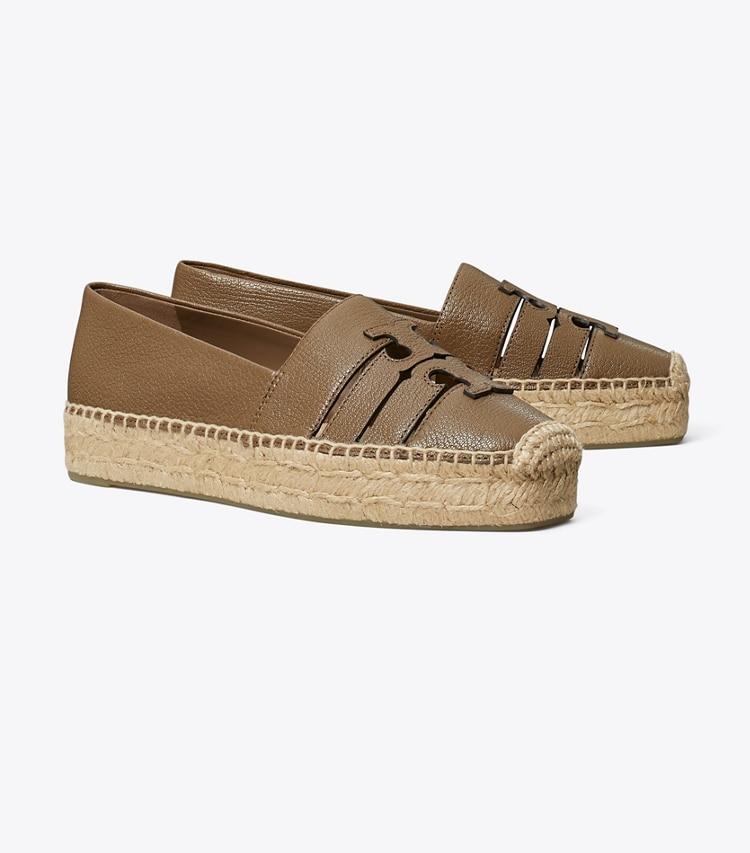 Tory Burch designer espadrilles Espadrille à plateforme Ines dans WILD MUSHROOM angle