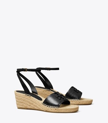 Tory Burch designer espadrilles Espadrille à talon compensé Ines dans PERFECT BLACK angle