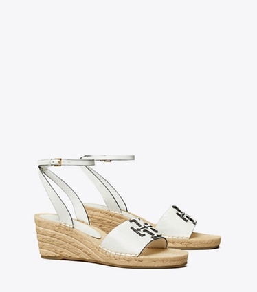 Tory Burch designer espadrilles Espadrille à talon compensé Ines dans GARDENIA angle