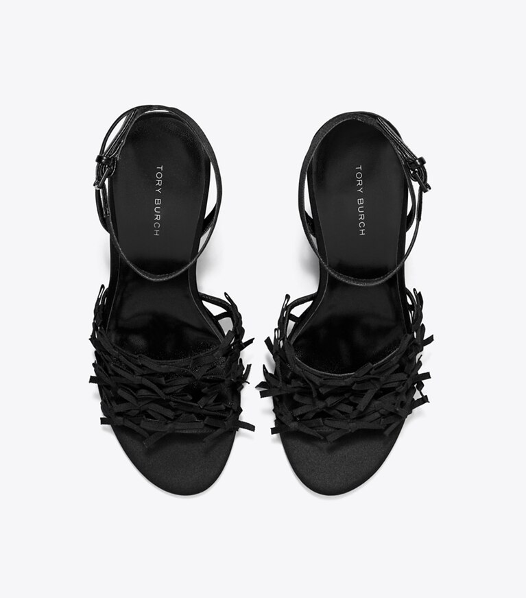 Tory Burch designer espadrilles Espadrille à talon compensé Mini Bow dans PERFECT BLACK / PERFECT BLACK vue du dessus