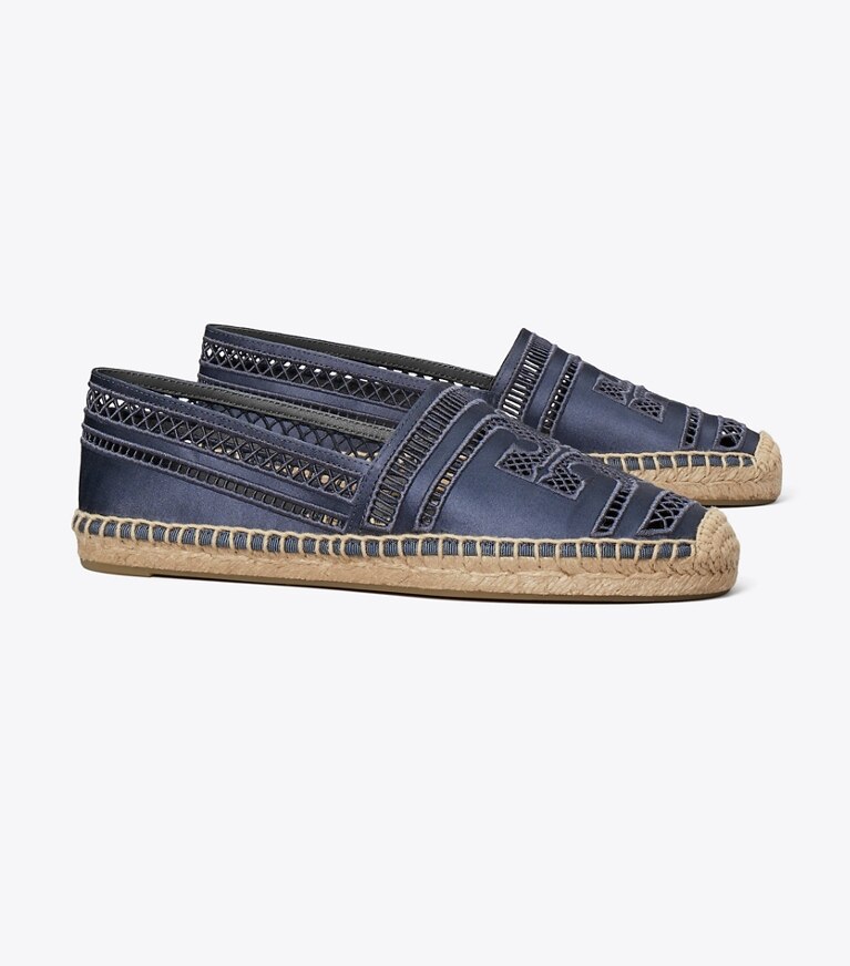 Tory Burch designer espadrilles Espadrille à tissage ouvert dans BLUESTONE angle
