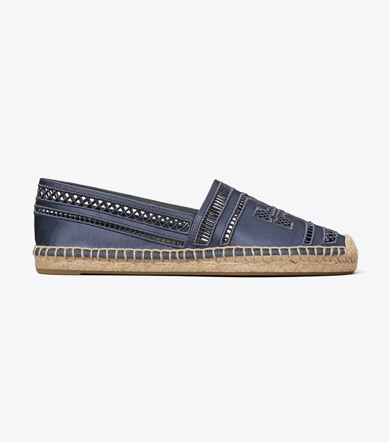 Tory Burch designer espadrilles Espadrille à tissage ouvert dans BLUESTONE de côté