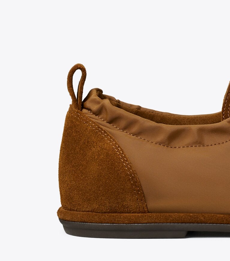 Tory Burch designer baskets Espadrille ballerine dans DRY MESA / COGNAC BROWN détails