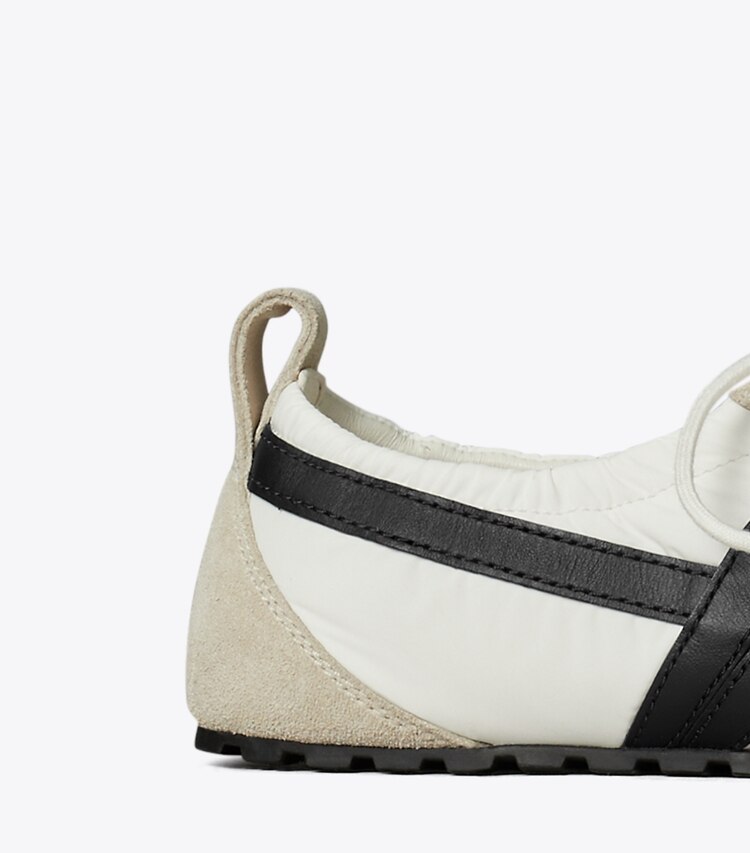 Tory Burch designer baskets Espadrille ballerine Hank dans CREAM / PERFECT BLACK / CREAM détails