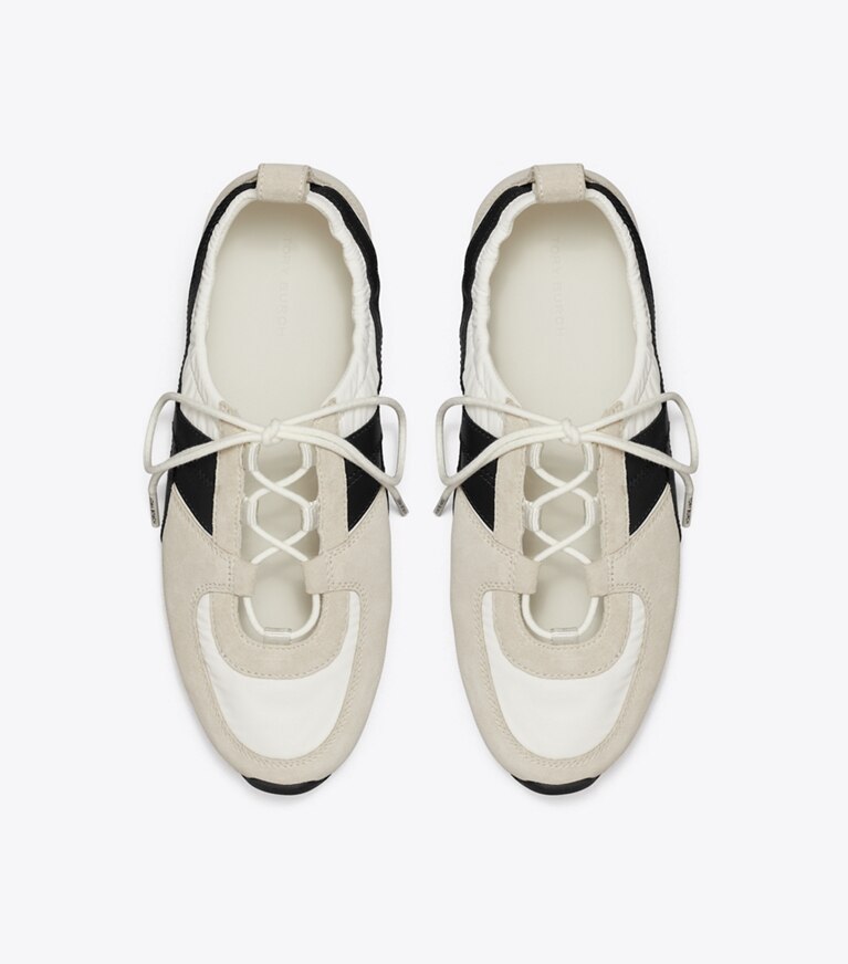 Tory Burch designer baskets Espadrille ballerine Hank dans CREAM / PERFECT BLACK / CREAM vue du dessus
