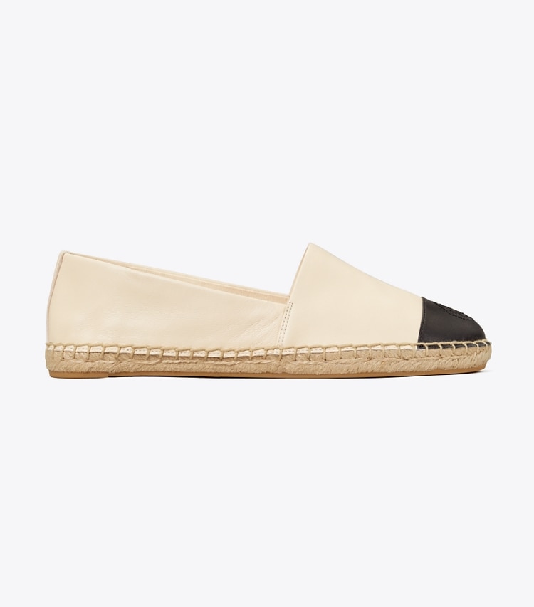 Tory Burch designer espadrilles Espadrille colorblock dans Dulce De Leche / PERFECT BLACK de côté