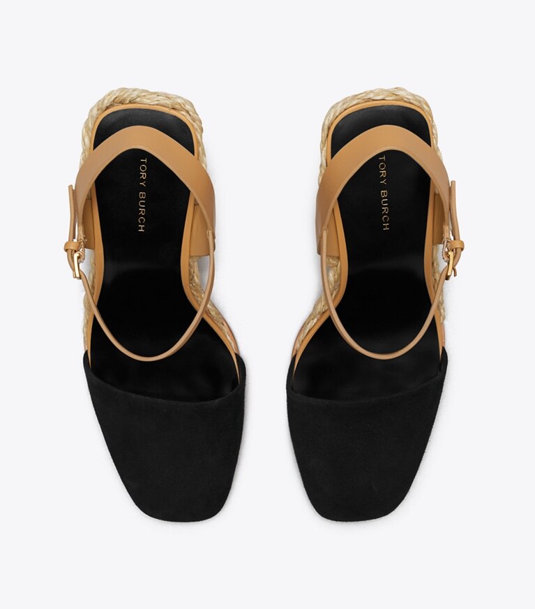 Tory Burch designer espadrilles Espadrille compensée à bout fermé dans PERFECT BLACK vue du dessus