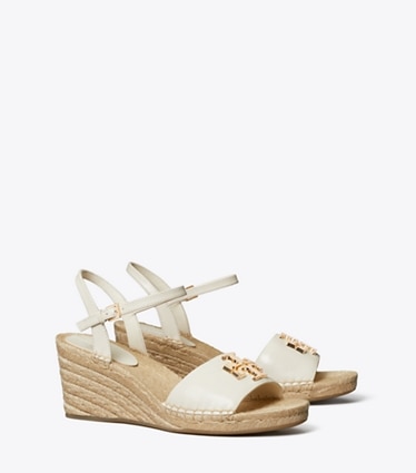 Tory Burch designer espadrilles Espadrille Eleanor à talon compensé dans LIGHT CREAM / GOLD angle