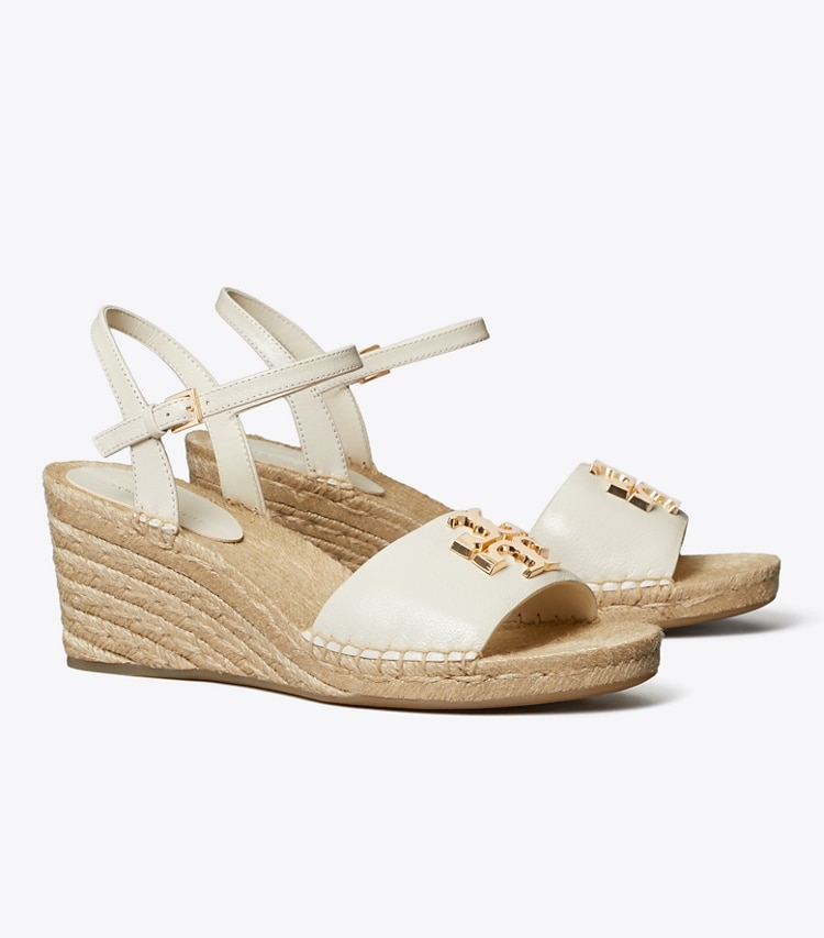 Tory Burch designer espadrilles Espadrille Eleanor à talon compensé dans LIGHT CREAM / GOLD angle