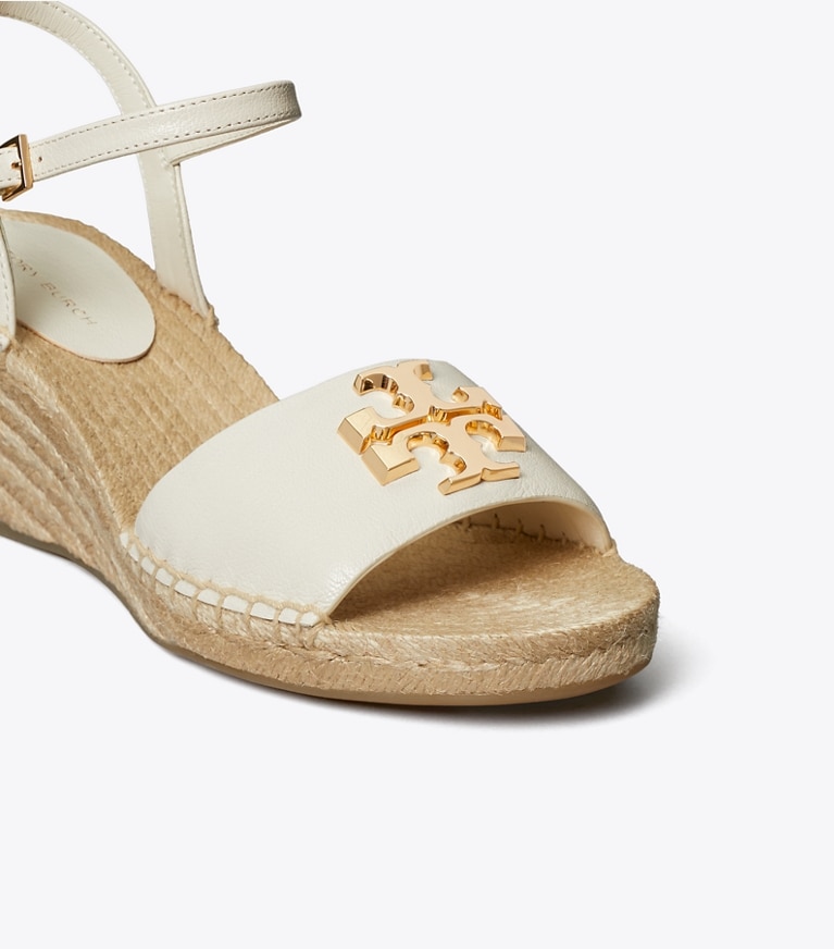Tory Burch designer espadrilles Espadrille Eleanor à talon compensé dans LIGHT CREAM / GOLD détails