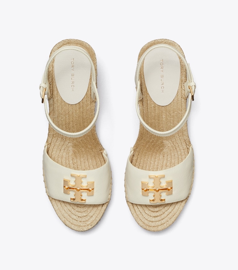 Tory Burch designer espadrilles Espadrille Eleanor à talon compensé dans LIGHT CREAM / GOLD vue du dessus