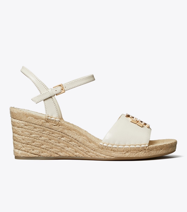 Tory Burch designer espadrilles Espadrille Eleanor à talon compensé dans LIGHT CREAM / GOLD de côté