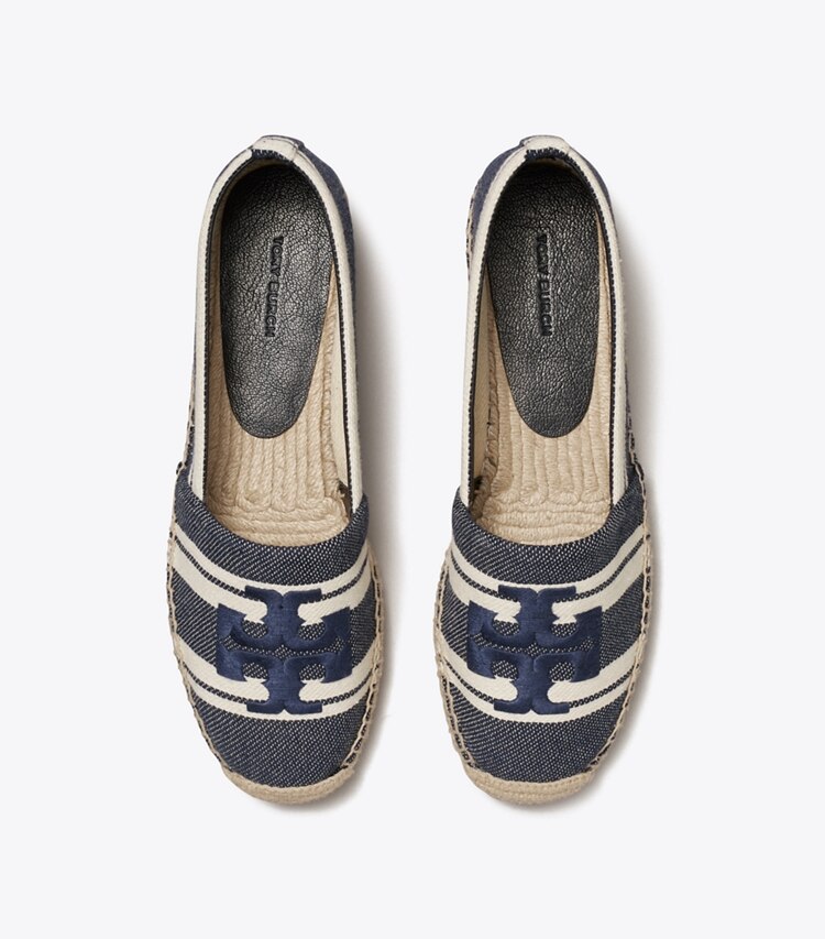 Tory Burch designer espadrilles Espadrille en jacquard Double T dans Blue Chiaro / Ash White vue du dessus