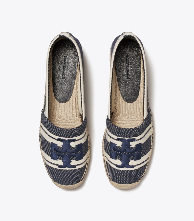 Tory Burch designer espadrilles Espadrille en jacquard Double T dans Blue Chiaro / Ash White vue du dessus