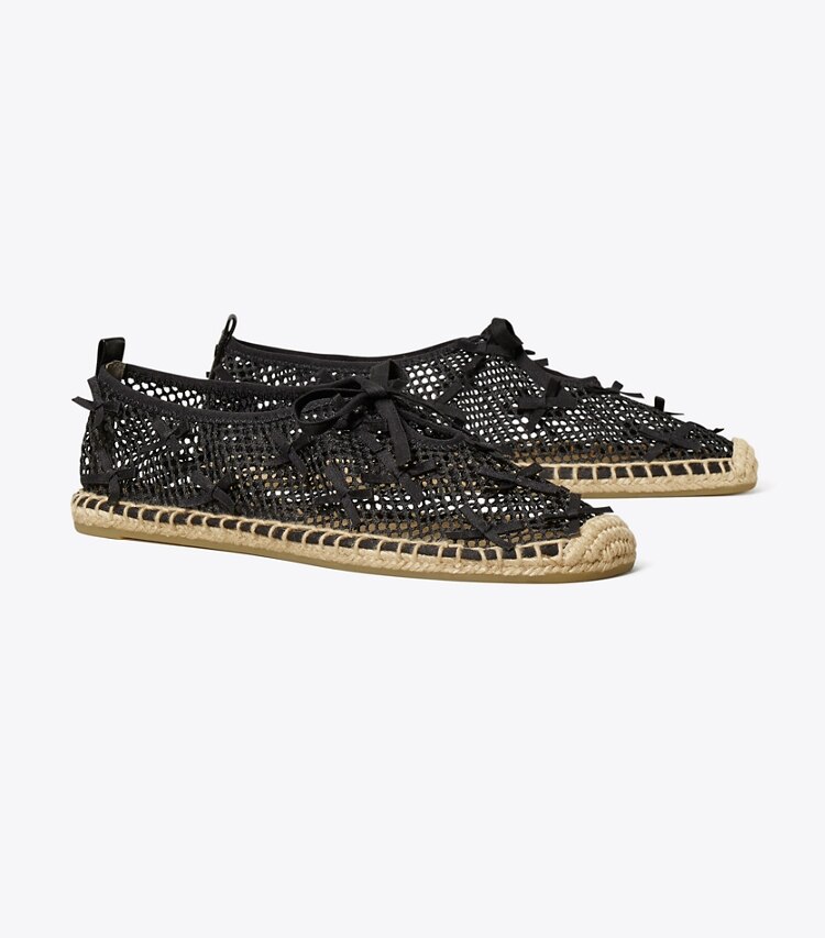 Tory Burch designer espadrilles Espadrille en maille Mini Bow dans PERFECT BLACK / PERFECT BLACK angle