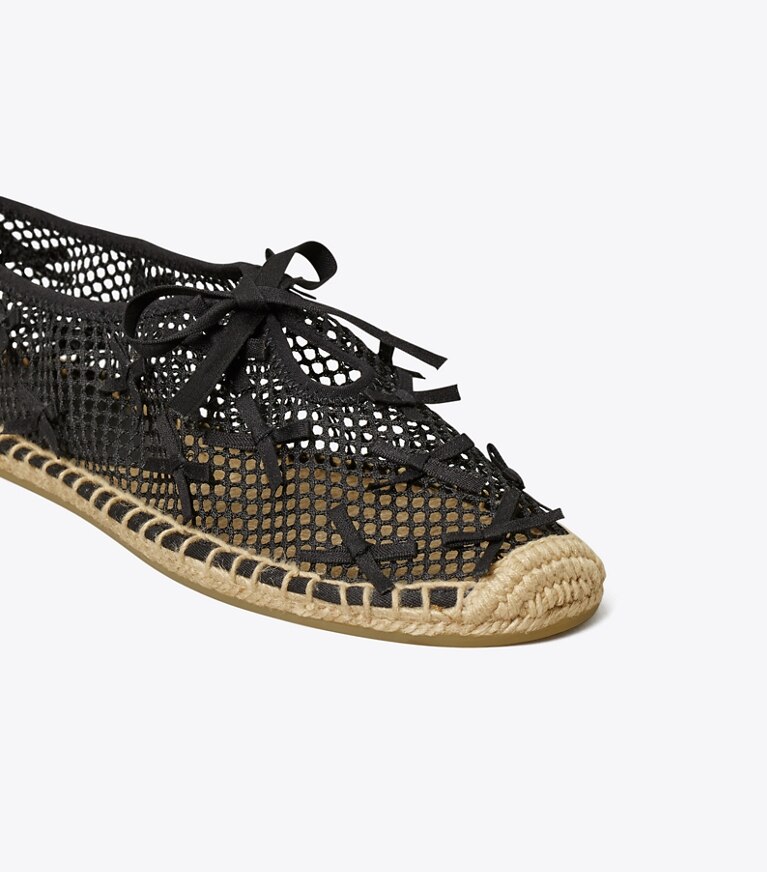 Tory Burch designer espadrilles Espadrille en maille Mini Bow dans PERFECT BLACK / PERFECT BLACK détails