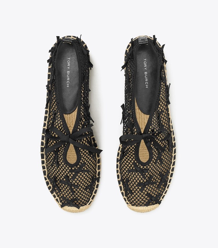 Tory Burch designer espadrilles Espadrille en maille Mini Bow dans PERFECT BLACK / PERFECT BLACK vue du dessus