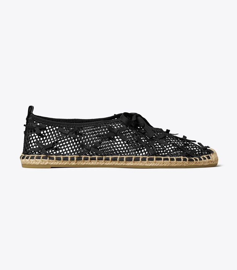 Tory Burch designer espadrilles Espadrille en maille Mini Bow dans PERFECT BLACK / PERFECT BLACK de côté