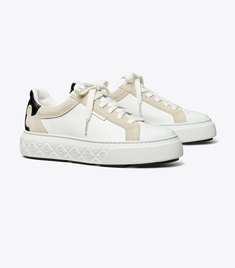 Tory Burch designer baskets Espadrille Ladybug dans TITANIUM WHITE / BLACK angle
