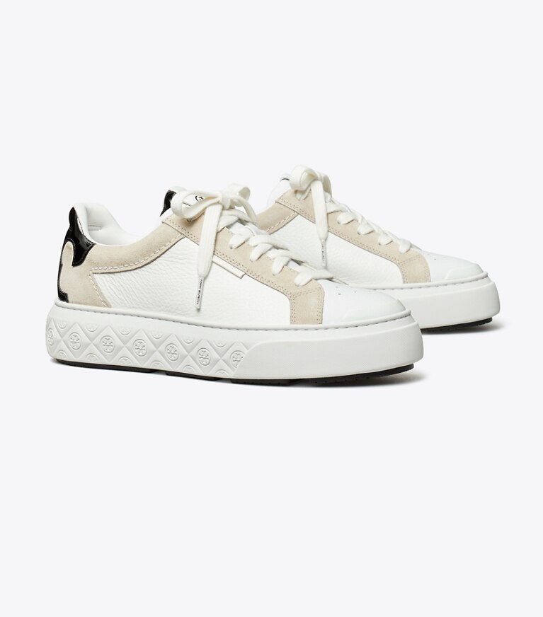 Tory Burch designer baskets Espadrille Ladybug dans TITANIUM WHITE / BLACK angle