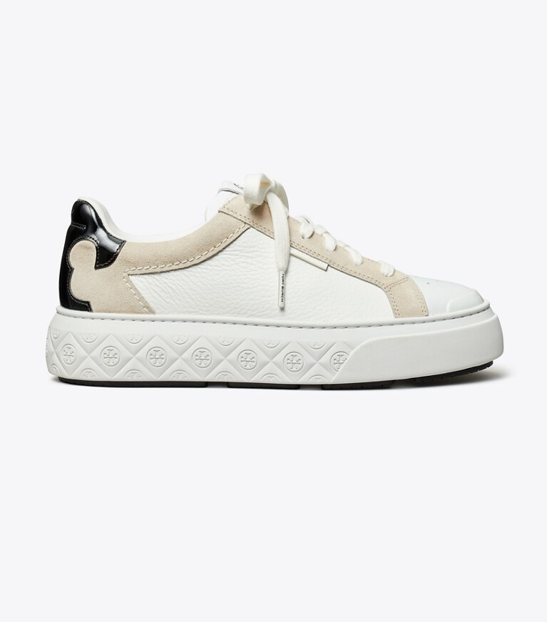 Tory Burch designer baskets Espadrille Ladybug dans TITANIUM WHITE / BLACK de côté