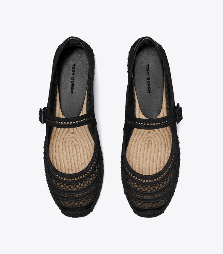 Tory Burch designer espadrilles Espadrille Mary Jane à tissage ouvert dans Perfect Black / Perfect Black vue du dessus