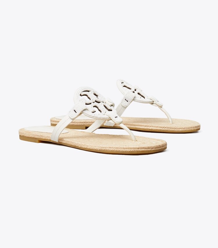 Tory Burch designer sandales Espadrille perlée Miller dans CREAM angle