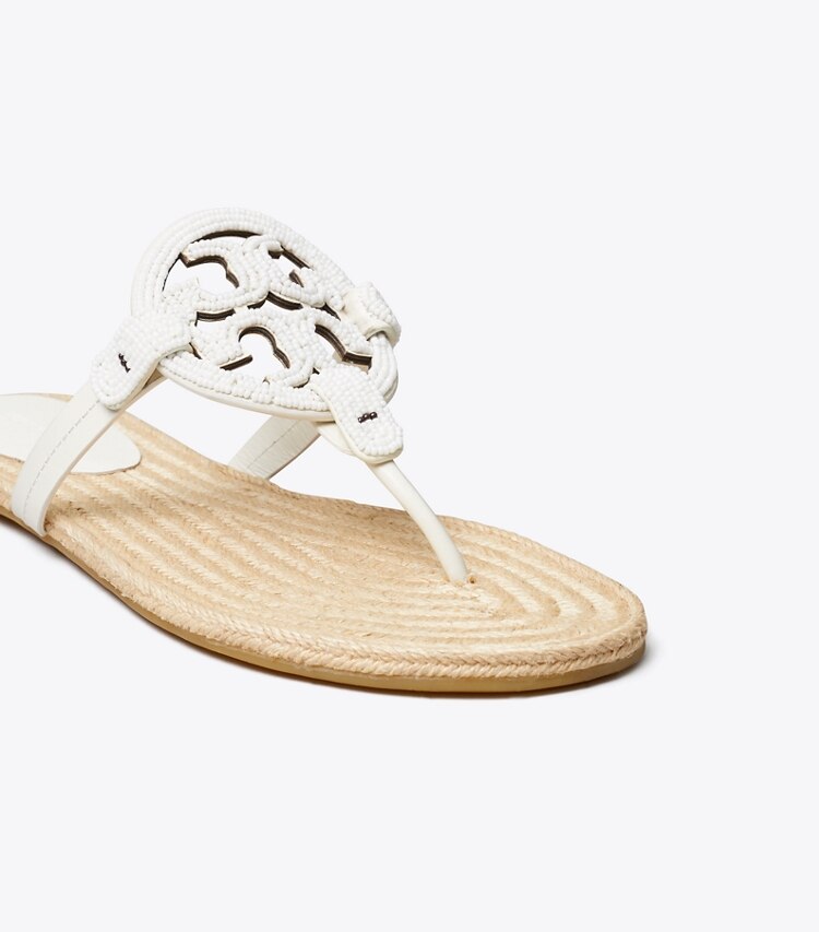 Tory Burch designer sandales Espadrille perlée Miller dans CREAM détails